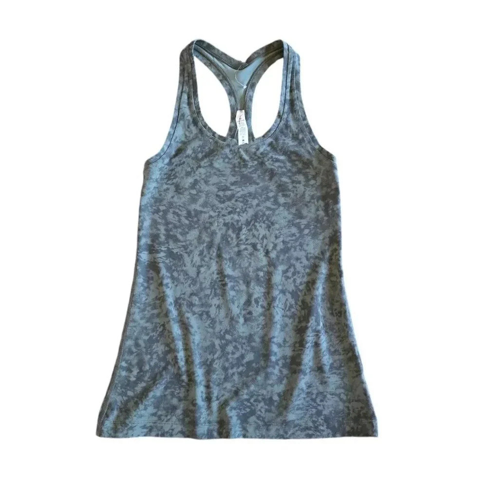 Lululemon Cool Racerback II Nulu Radial Tie Dye Graphite Green Tank Top Size 6